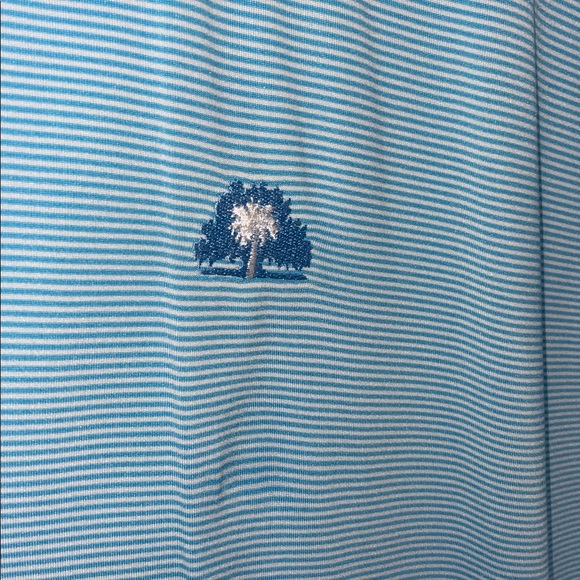 Peter Millar Summer comfort Men's Light Blue & White Stripe Polo Shirt | XL - Picture 4 of 7